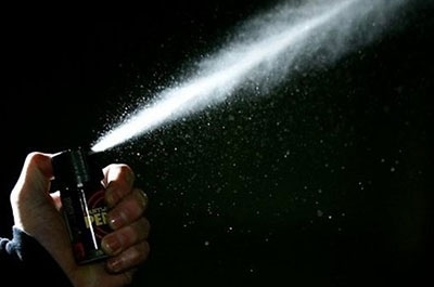 Полицейский распылил газ в лицо мужчине с ребенком на руках
