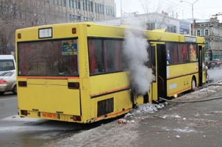 На Московской загорелся 11-й автобус