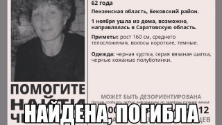 Пропавшая по пути в Саратов пензенская пенсионерка найдена мертвой