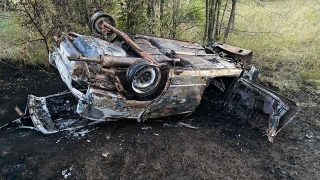 Под Саратовом опрокинулся и сгорел автомобиль. Водитель погиб