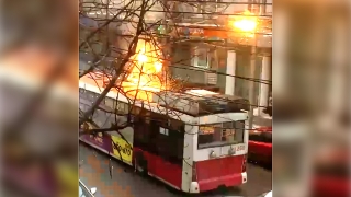 В центре Саратова горел троллейбус