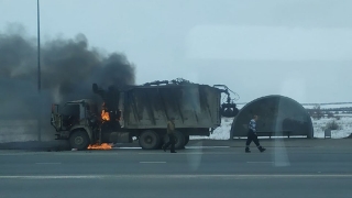 На трассе под Саратовом сгорел "Камаз"