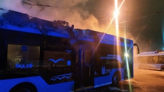 В депо на Буровой загорелся троллейбус