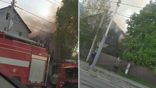 Утренний пожар уничтожил дом в Заводском районе