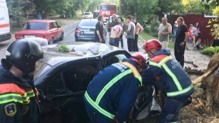 На Новоузенской "Hyundai" влетела в дерево. Четыре человека в больнице