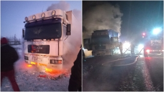 На трассе под Саратовом горела фура. Водителю потребовалась помощь пожарных