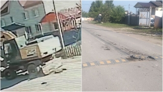 В Саратове экскаватор разрушил дорогу и "полицейского"