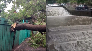 Водопады на улицах и затопленные авто. В Саратове прошел ливень с градом