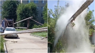 В Заводском районе мусоровоз снес трубы с горячей водой