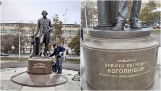 На Театральной площади Саратова установили памятник Алексею Боголюбову